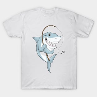 Shark as Fisher with Fishing rod T-Shirt